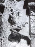 Durga and the demon.  Mahisasaramardini-cave Mahabalipuram